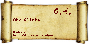 Ohr Alinka névjegykártya